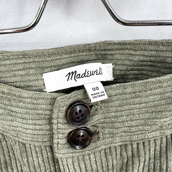 Madewell Curvy Corduroy High Rise waist Tapered Pant olive green boho neutral 00 - Picture 8 of 15